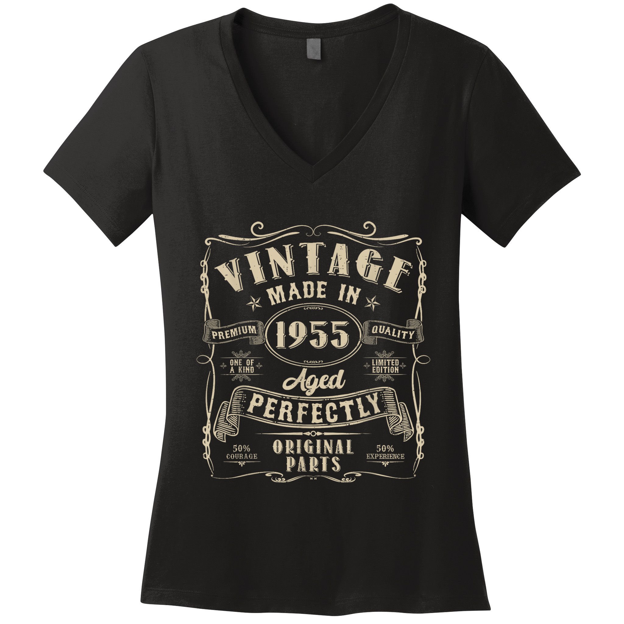 Vintage 70th Birthday Decorations Funny 1955 70 Birthday Women's V-Neck T-Shirt