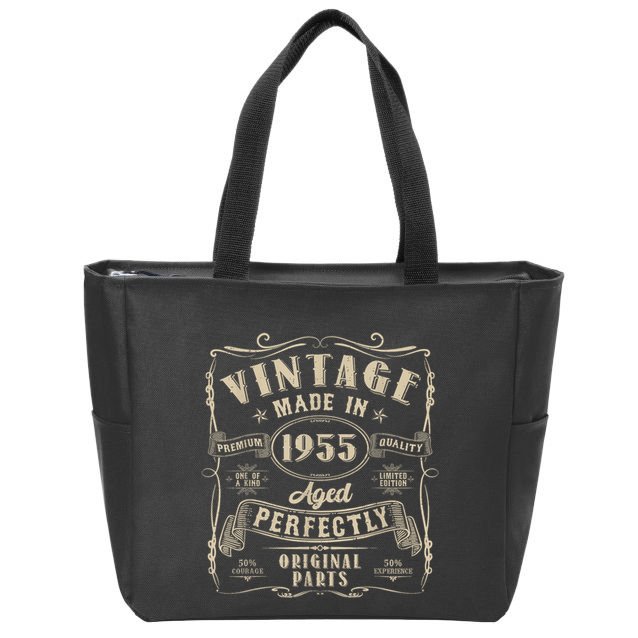 Vintage 70th Birthday Decorations Funny 1955 70 Birthday Zip Tote Bag