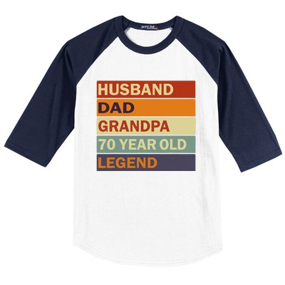 Vintage 70th Birthday Saying For 70 Year Old Dad And Grandpa Baseball Sleeve Shirt