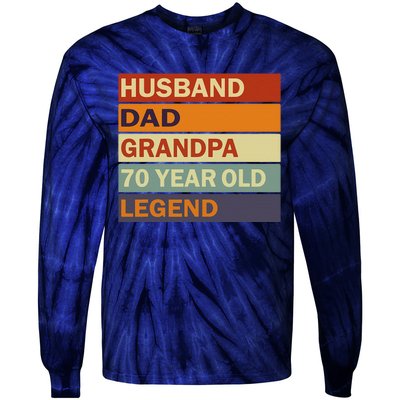 Vintage 70th Birthday Saying For 70 Year Old Dad And Grandpa Tie-Dye Long Sleeve Shirt