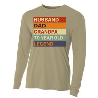 Vintage 70th Birthday Saying For 70 Year Old Dad And Grandpa Cooling Performance Long Sleeve Crew