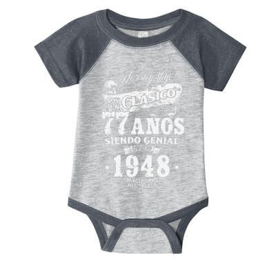 Vintage 77th Birthday Funny 1948 77 Birthday Spanish Infant Baby Jersey Bodysuit