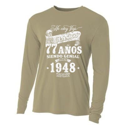Vintage 77th Birthday Funny 1948 77 Birthday Spanish Cooling Performance Long Sleeve Crew