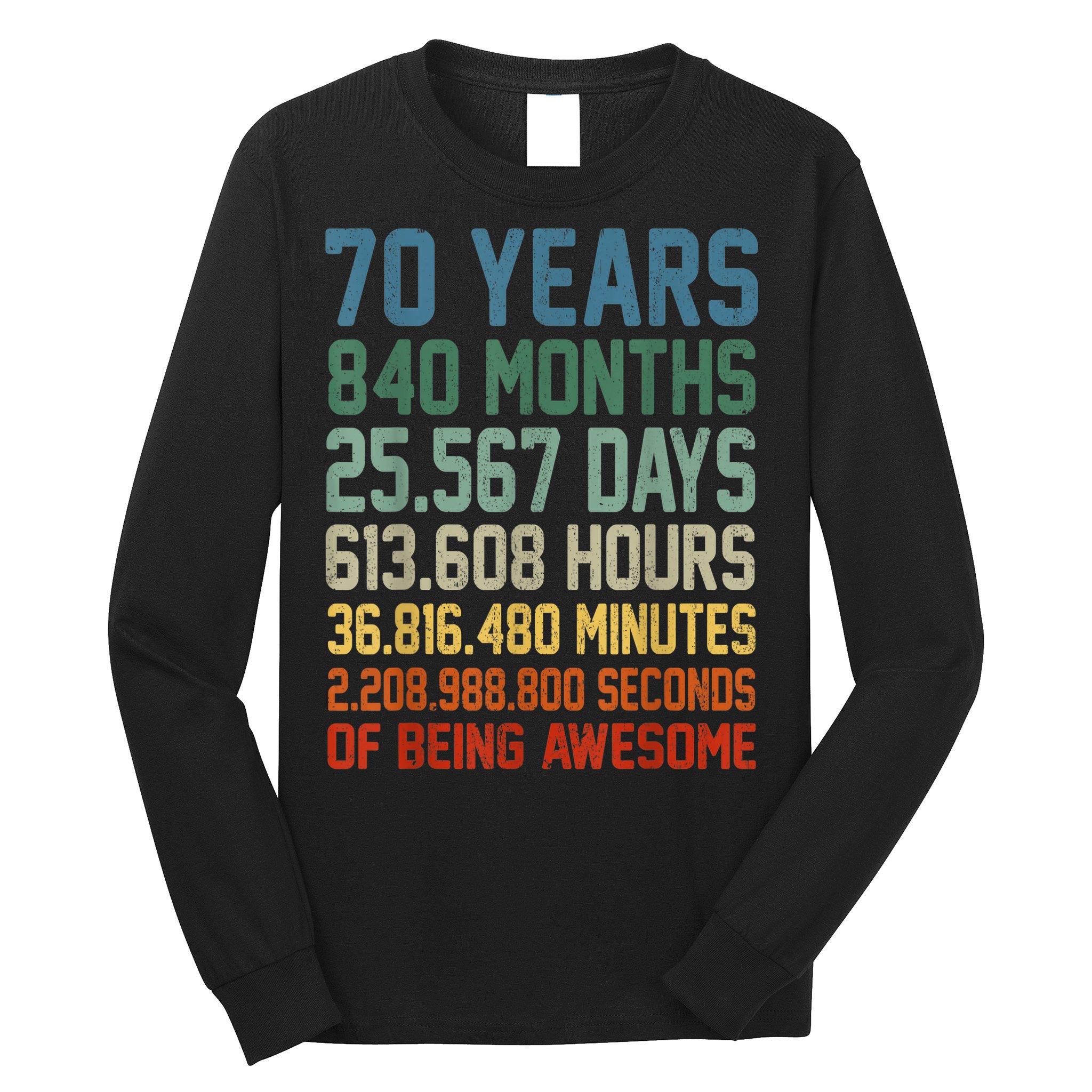 Vintage 70th Birthday 70 Years Old Being Awesome Anniversary Long Sleeve Shirt