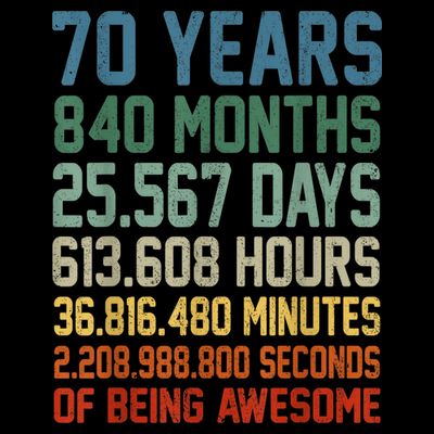 Vintage 70th Birthday 70 Years Old Being Awesome Anniversary T-Shirt