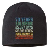 Vintage 70th Birthday 70 Years Old Being Awesome Anniversary Sustainable Beanie