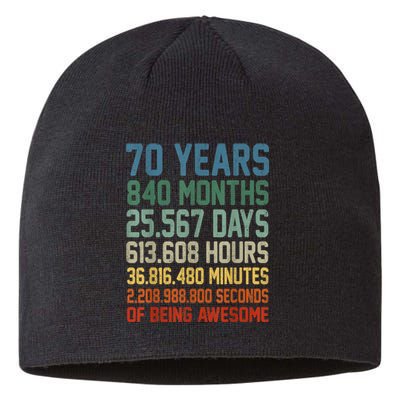 Vintage 70th Birthday 70 Years Old Being Awesome Anniversary Sustainable Beanie