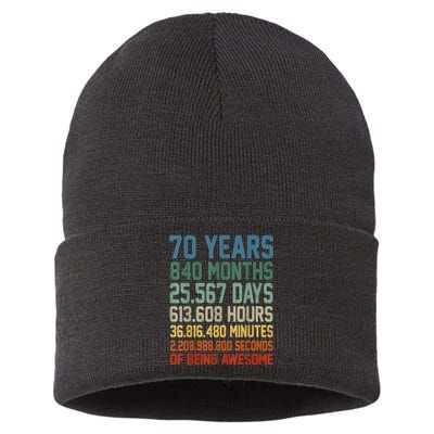 Vintage 70th Birthday 70 Years Old Being Awesome Anniversary Sustainable Knit Beanie