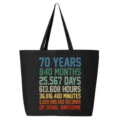 Vintage 70th Birthday 70 Years Old Being Awesome Anniversary 25L Jumbo Tote