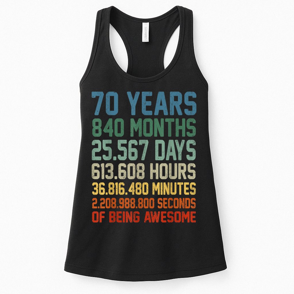 Vintage 70th Birthday 70 Years Old Being Awesome Anniversary Womens Tank Top