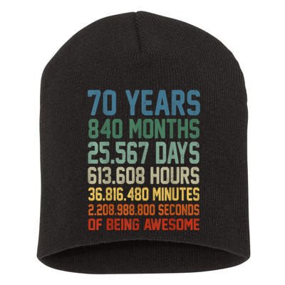 Vintage 70th Birthday 70 Years Old Being Awesome Anniversary Short Acrylic Beanie