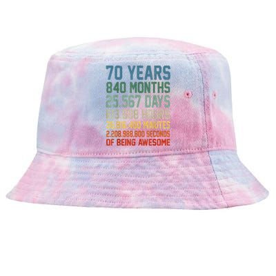 Vintage 70th Birthday 70 Years Old Being Awesome Anniversary Tie-Dyed Bucket Hat