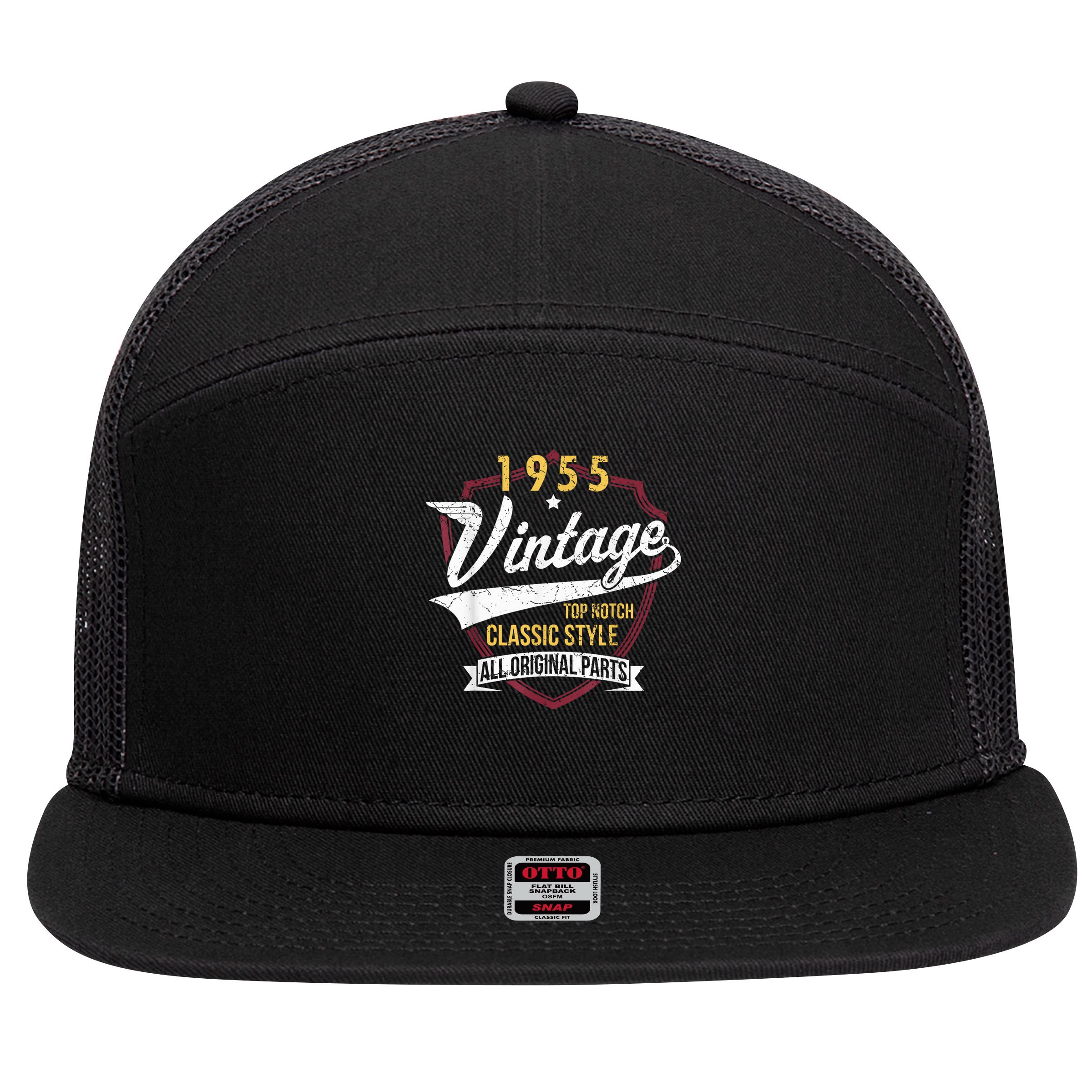 Vintage 70 Birthday Decorations 70yr 1955 70th Birthday 7 Panel Mesh Trucker Snapback Hat