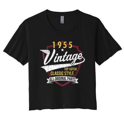 Vintage 70 Birthday Decorations 70yr 1955 70th Birthday Women's Crop Top Tee