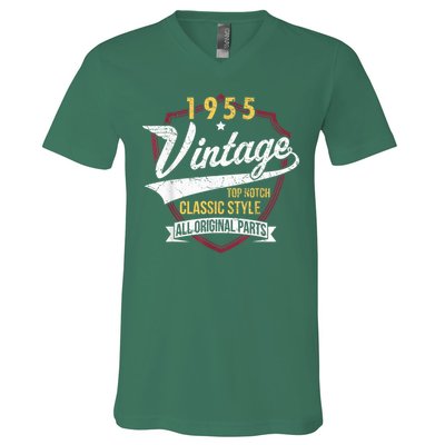 Vintage 70 Birthday Decorations 70yr 1955 70th Birthday V-Neck T-Shirt