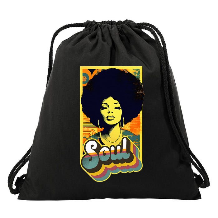 Vintage 70s Funk Afro Soul Drawstring Bag
