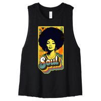 Vintage 70s Funk Afro Soul Women's Racerback Cropped Tank