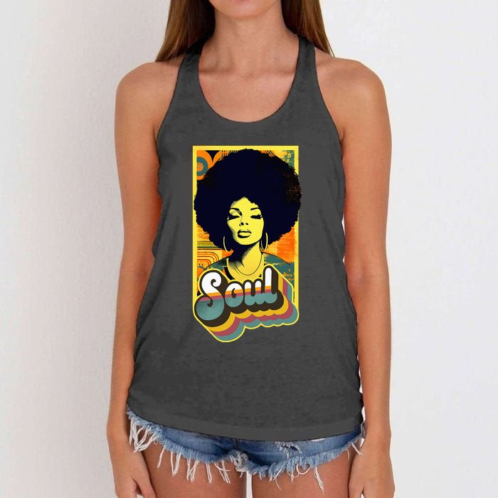 Vintage 70s Funk Afro Soul Women's Knotted Racerback Tank