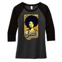 Vintage 70s Funk Afro Soul Women's Tri-Blend 3/4-Sleeve Raglan Shirt