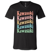 Vintage 70's Japan Hippie City Retro Kawasaki V-Neck T-Shirt