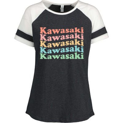 Vintage 70S Japan Hippie City Retro Kawasaki Enza Ladies Jersey Colorblock Tee