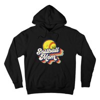 Vintage 70s Style Design Softball Mom Hoodie