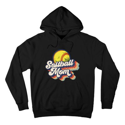 Vintage 70s Style Design Softball Mom Hoodie