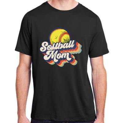 Vintage 70s Style Design Softball Mom Adult ChromaSoft Performance T-Shirt