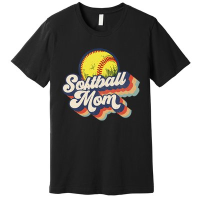 Vintage 70s Style Design Softball Mom Premium T-Shirt