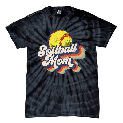 Vintage 70s Style Design Softball Mom Tie-Dye T-Shirt