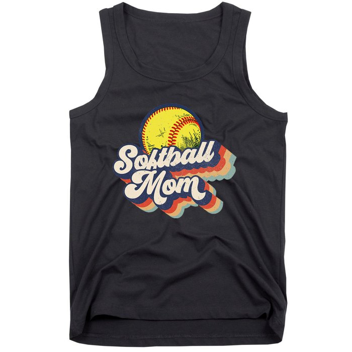 Vintage 70s Style Design Softball Mom Tank Top