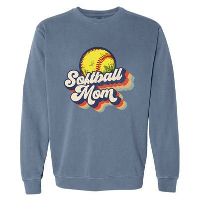 Vintage 70s Style Design Softball Mom Garment-Dyed Sweatshirt