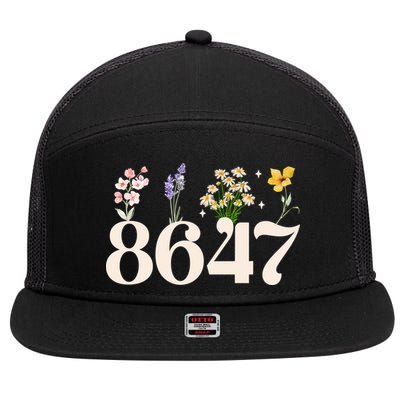 Vintage 86 47 Anti-Trump Flower President 7 Panel Mesh Trucker Snapback Hat