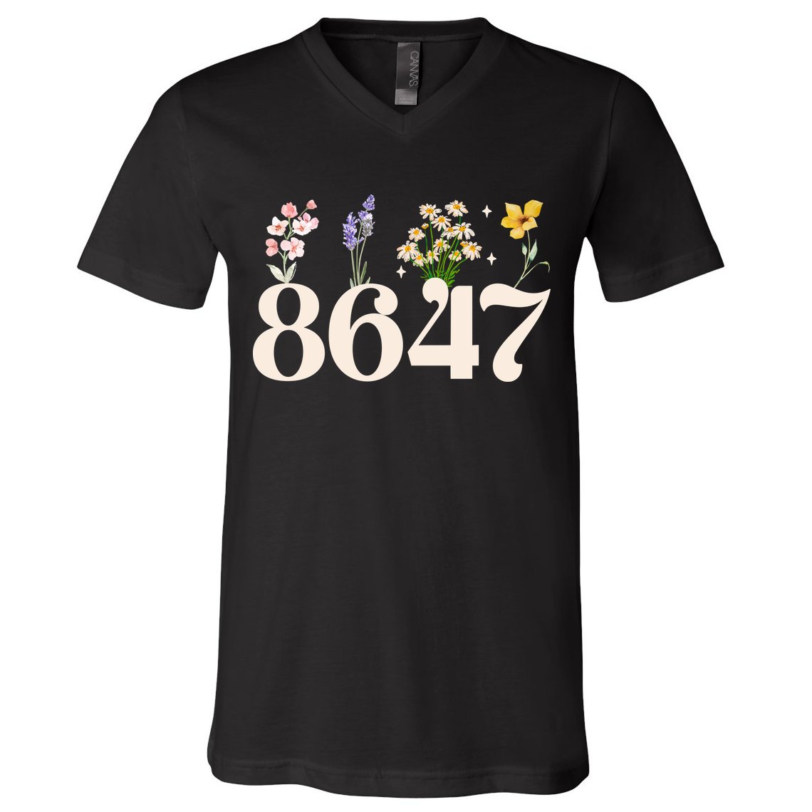 Vintage 86 47 Anti-Trump Flower President V-Neck T-Shirt