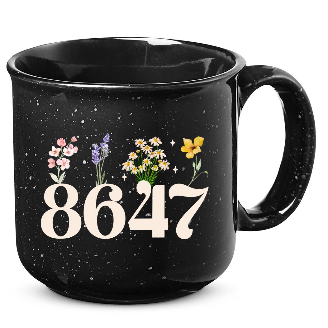 Vintage 86 47 Anti-Trump Flower President 15oz Campfire Ceramic Mug