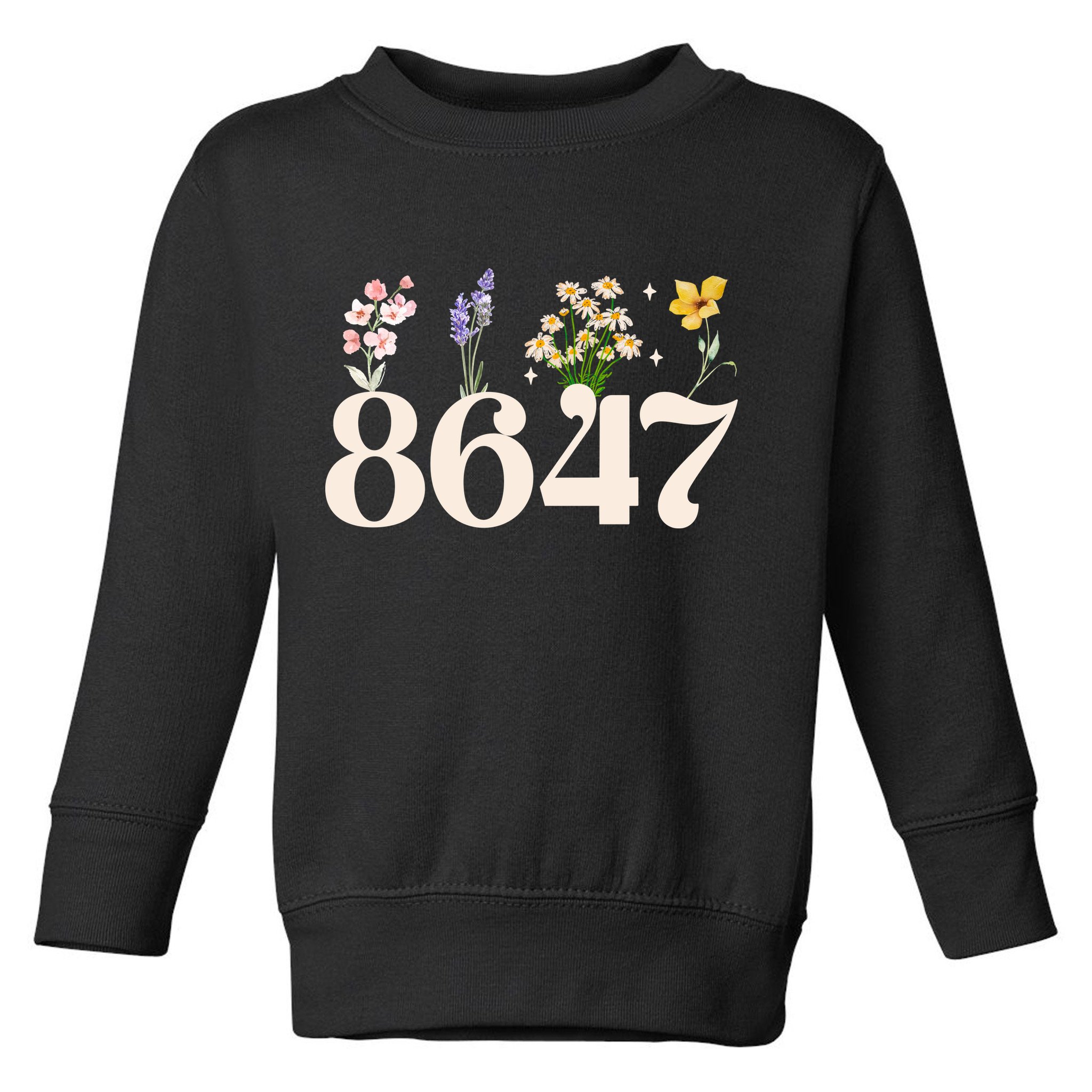 Vintage 86 47 Anti-Trump Flower President Toddler Sweatshirt