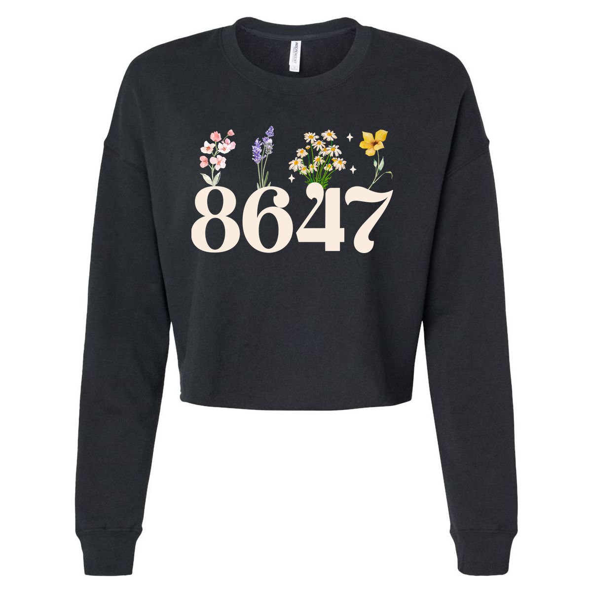 Vintage 86 47 Anti-Trump Flower President Cropped Pullover Crew