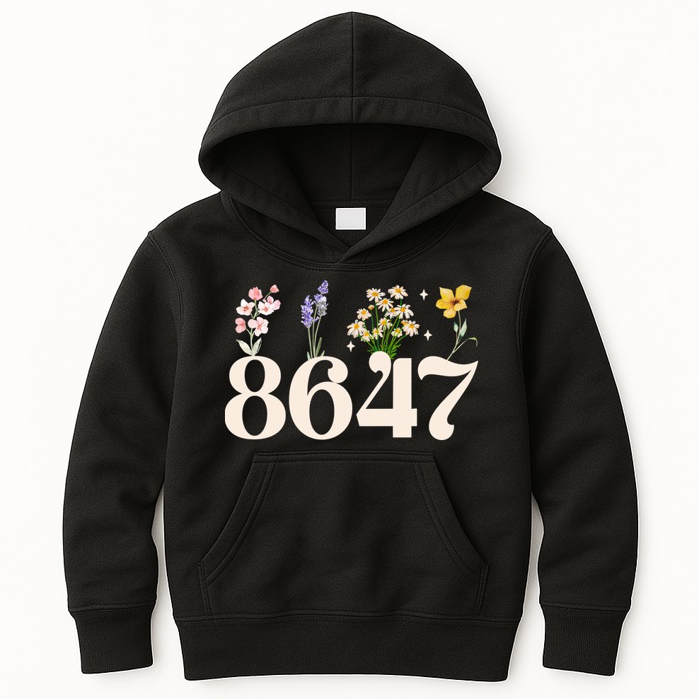 Vintage 86 47 Anti-Trump Flower President Kids Hoodie