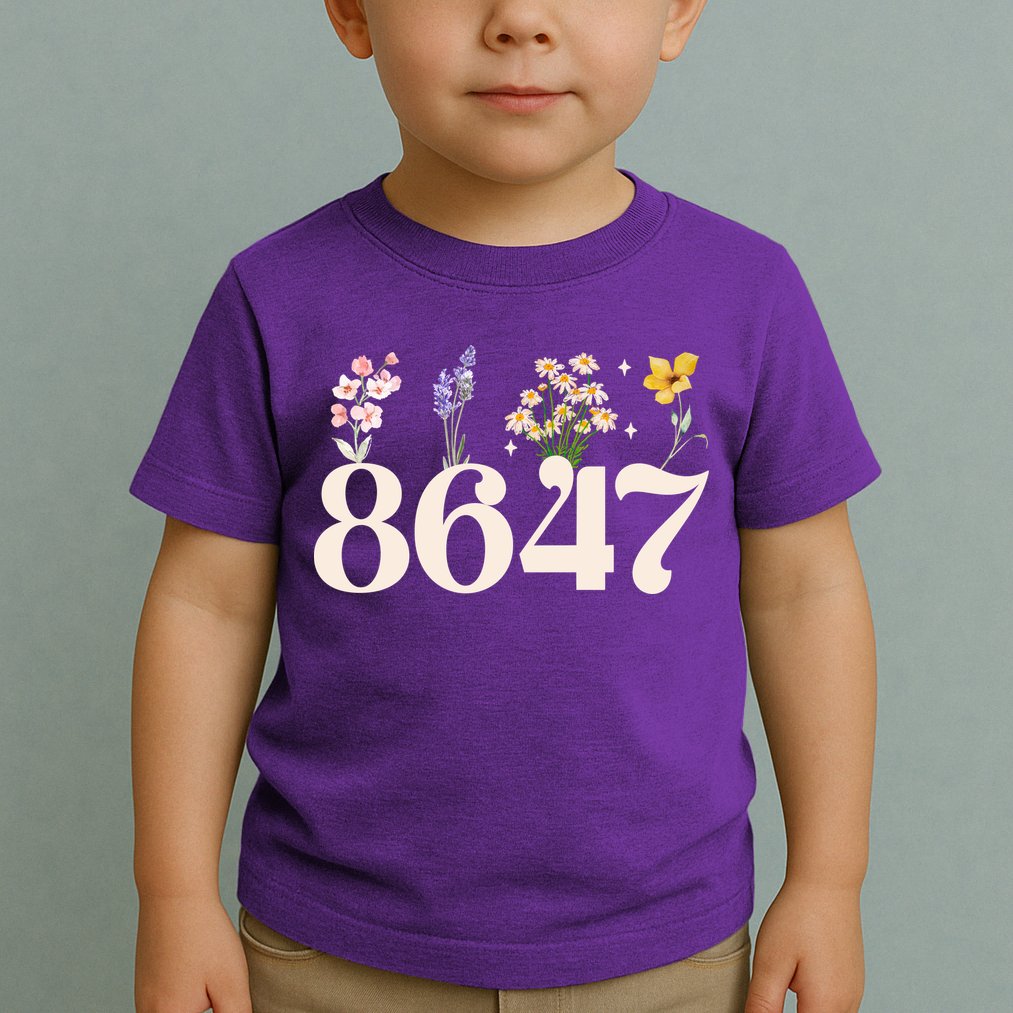 Vintage 86 47 Anti-Trump Flower President Toddler T-Shirt