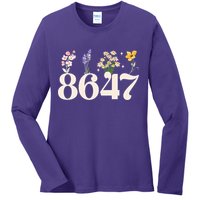 Vintage 86 47 Anti-Trump Flower President Ladies Long Sleeve Shirt