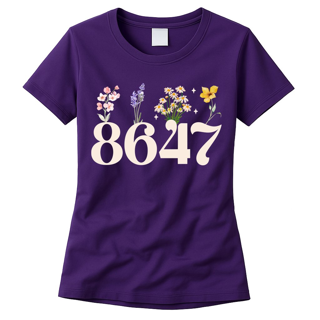 Vintage 86 47 Anti-Trump Flower President Womens T-Shirt