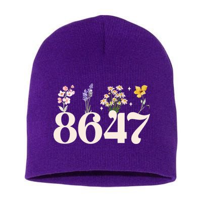 Vintage 86 47 Anti-Trump Flower President Short Acrylic Beanie