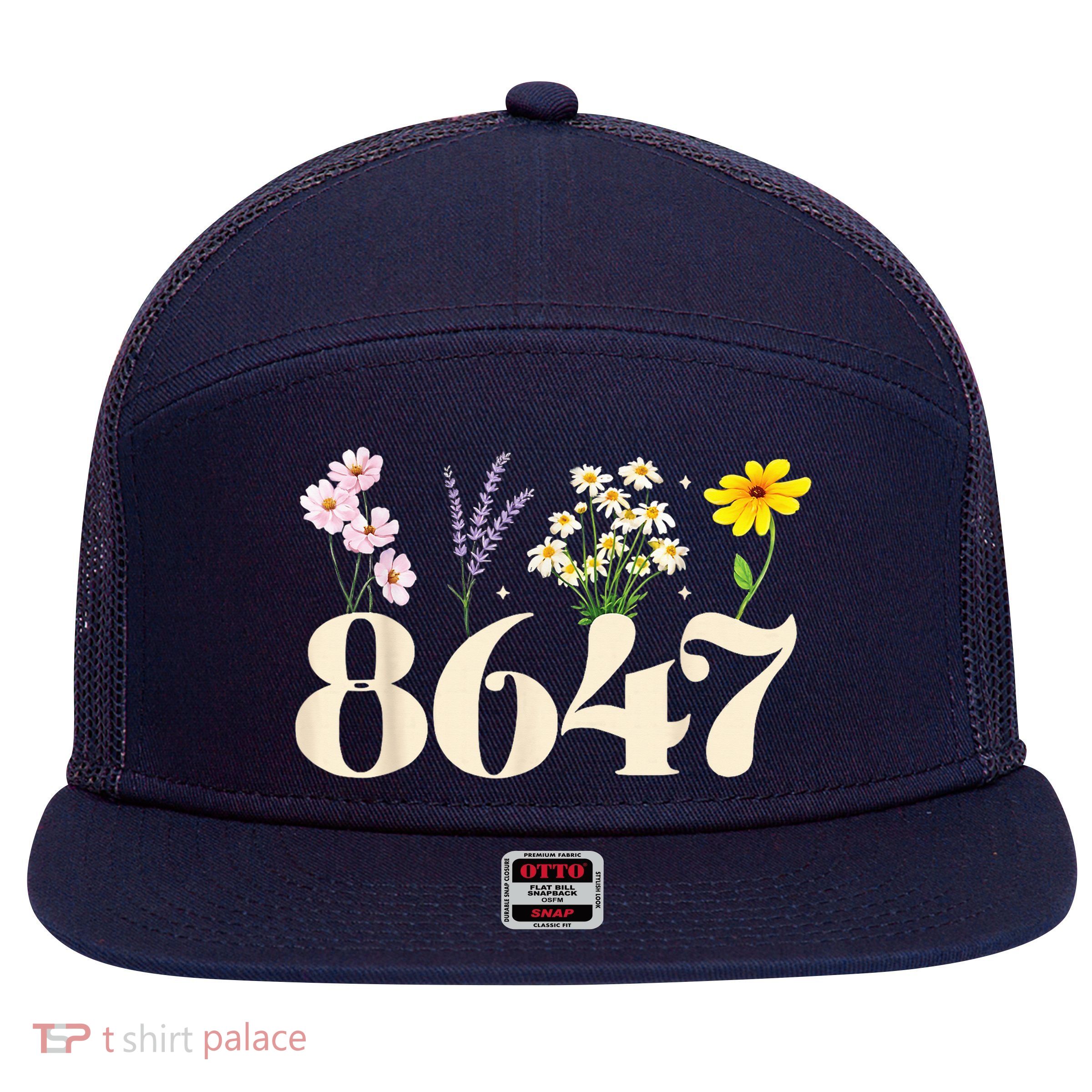 Vintage 86 47 Antitrump Flower President 7 Panel Mesh Trucker Snapback Hat