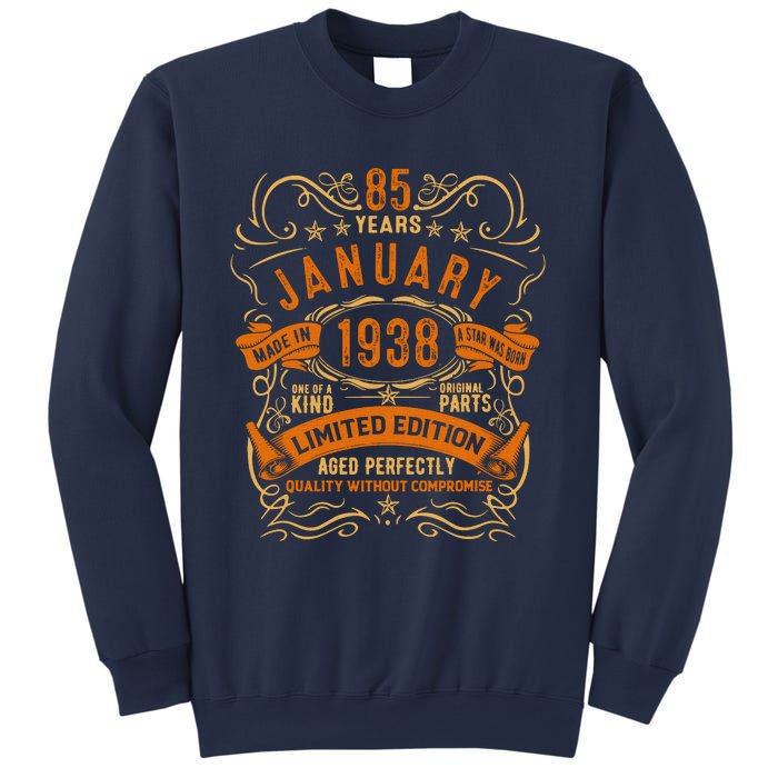 Vintage 85th Birthday January 1938 Birthday Sweatshirt