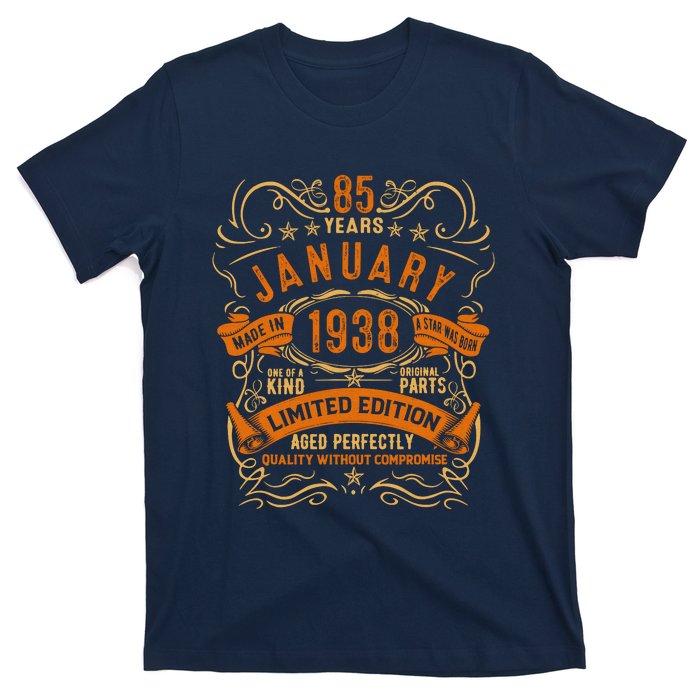 Vintage 85th Birthday January 1938 Birthday T-Shirt