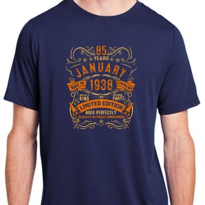 Vintage 85th Birthday January 1938 Birthday Adult ChromaSoft Performance T-Shirt