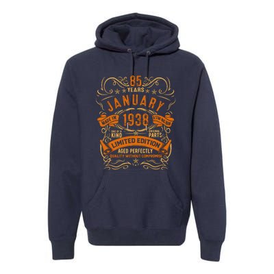 Vintage 85th Birthday January 1938 Birthday Premium Hoodie