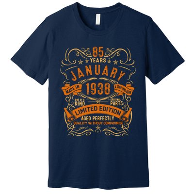 Vintage 85th Birthday January 1938 Birthday Premium T-Shirt