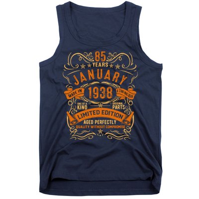 Vintage 85th Birthday January 1938 Birthday Tank Top