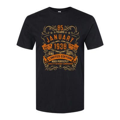 Vintage 85th Birthday January 1938 Birthday Softstyle CVC T-Shirt